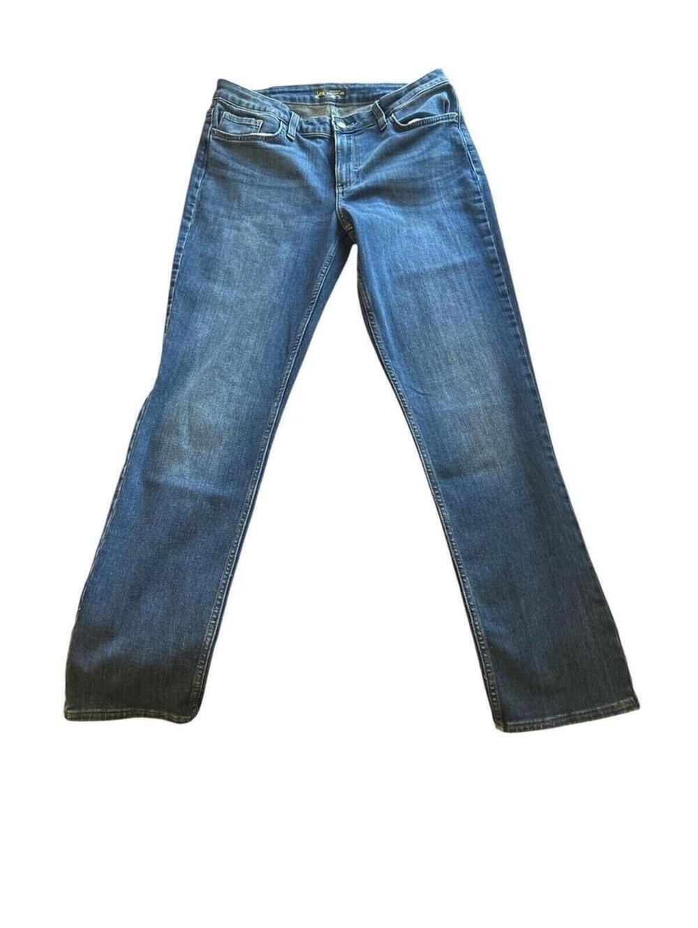 Lee Jeans Womens 10 Long Straight Leg Mid Rise Regular Fit Stretch Blue Denim